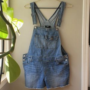Denim overall shorts